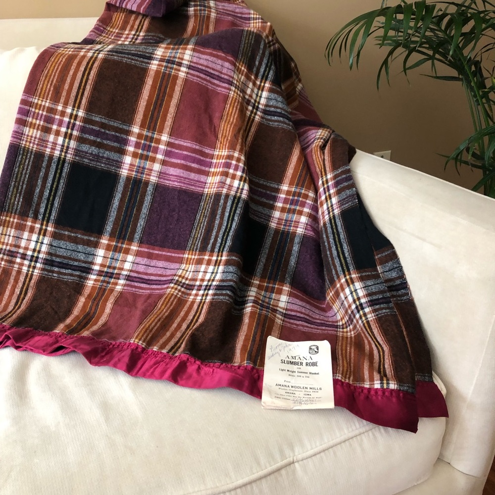 Vintage Amana plaid blanket